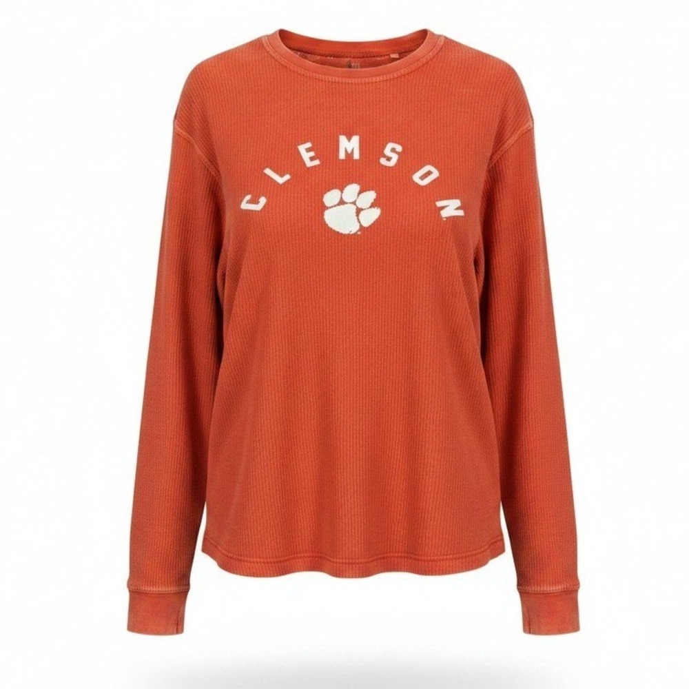 Clemson Tigers Womens Three Square 2XL Orange Ribbed Long Sleeve Shirt NWT